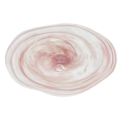 Pink Swirl Decorative Glass Plate, 15x3