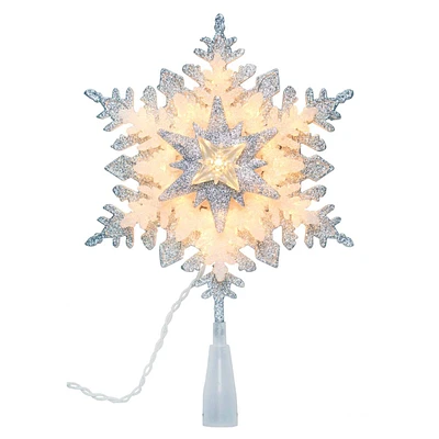 Pre-Lit 3D Snowflake Tree Topper, 10"