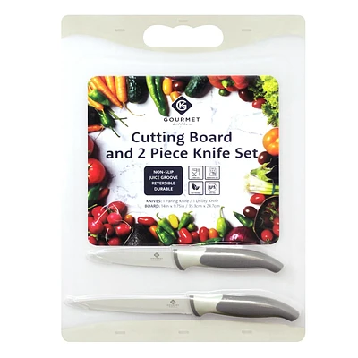 3-Piece Cutting Board with 2 Knives Set