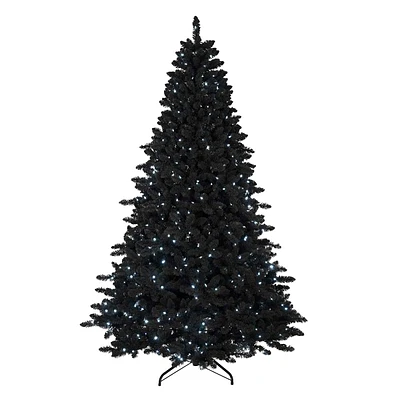 Pre-Lit LED Flocked Black Fir Tree, 7.5'