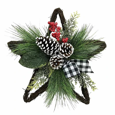 Christmas Star with Pinecone & Berries, 16"