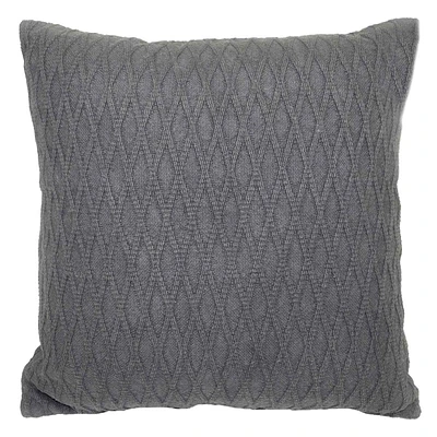 18X18 Charcoal Woven Diamond Acid Wash Pillow