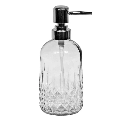 Clear Cut Glass Soap Pump, 18oz