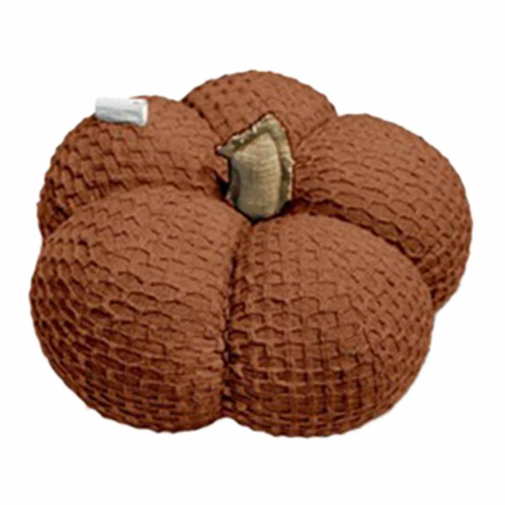 Dark Orange Pumpkin Shaped Throw Pillow, 18"