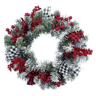 Red Berry & Frosted Pine Wreath, 20"