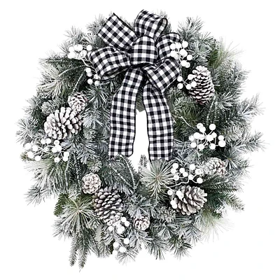 Flocked Berry & Pinecone Wreath, 30"