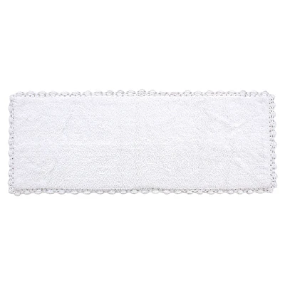 White Crochet Edge Bath Runner, 22x60