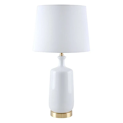 Providence White & Gold Ceramic Table Lamp with Shade, 25"