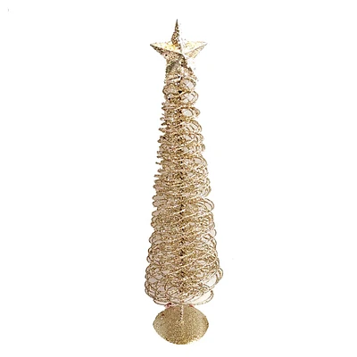 Champagne Glittered Spiral Wire Table Top Tree