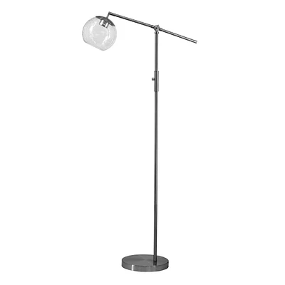 Glass & Silver Task Floor Lamp with Seeded Glass Shade, 59"