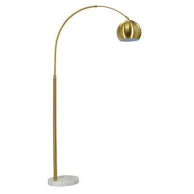 Brass Arc Marbled Base Floor Lamp, 70"