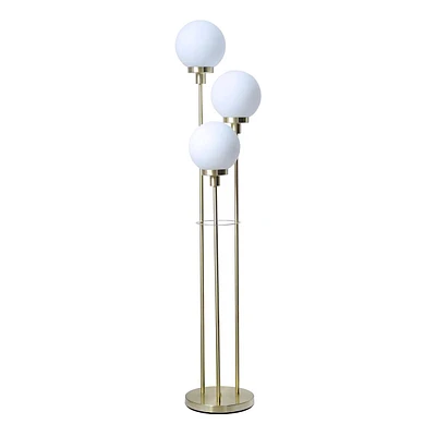 Gold with White Glass Orb Floor Lamp, 60"