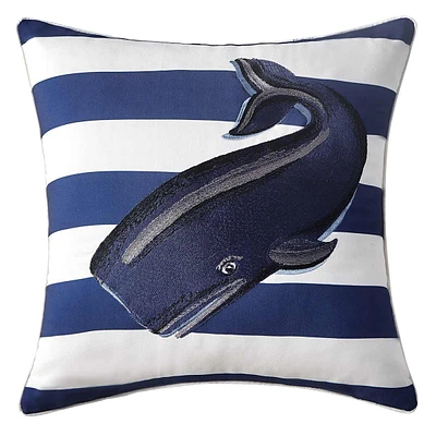 Providence Whale Striped Outdoor Throw Pillow, 16"