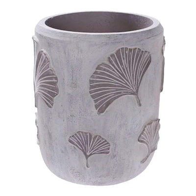 Indoor Grey Ginkgo Leaf Cement Planter, Medium