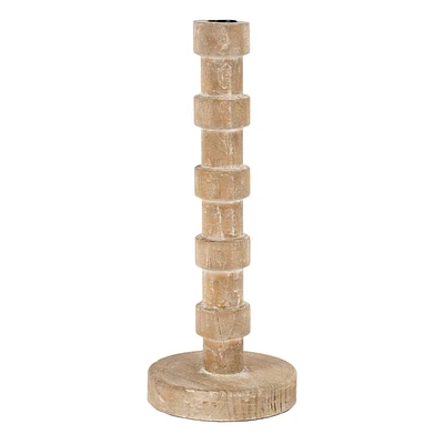 Tracey Boyd Stacked Wood Taper Candle Holder