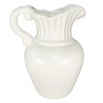 Providence White Pitcher Ceramic Vase, 9.6"