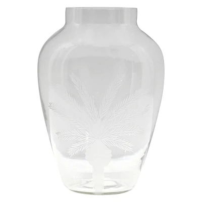 Providence Etched Wide Mouth Glass Vase, 9"