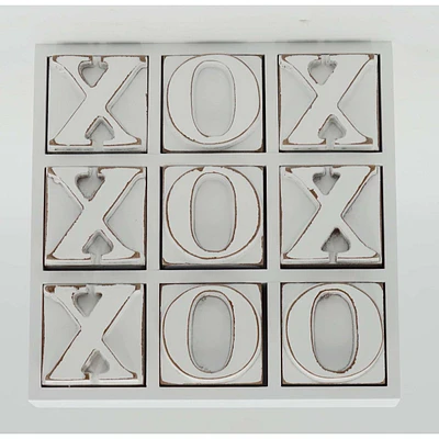 White Wooden Tic-Tac-Toe Decor, 9"