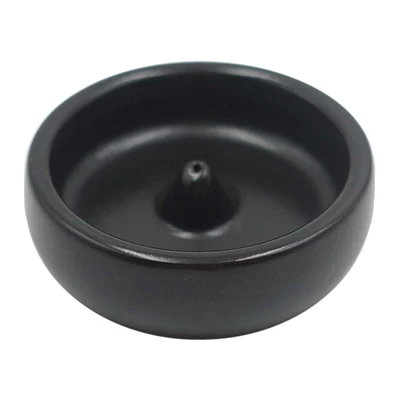 Black Ceramic Incense Holder, 4"