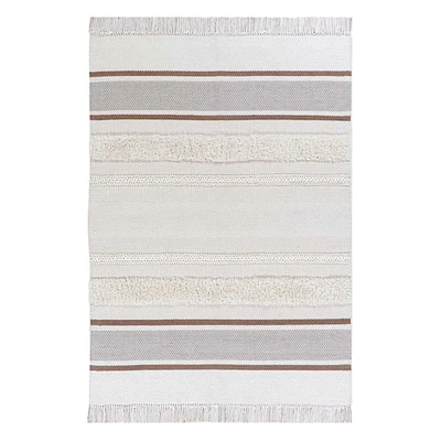 B801) Ivory Striped Area Rug