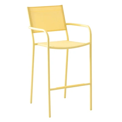 Sunny Club Light Yellow Textilene Stackable Outdoor Barstool