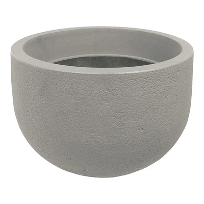 Japi Grey Round Rustic Stone Outdoor Planter