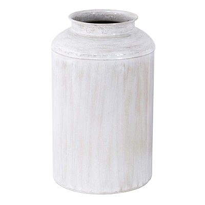 White Metal Vase, 14"