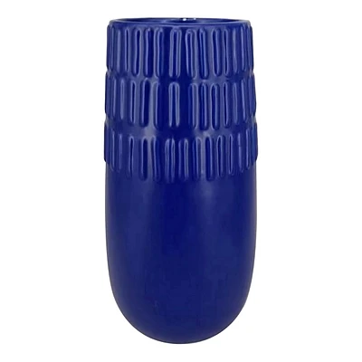 5X10 Blue Bevel Cermaic Vase