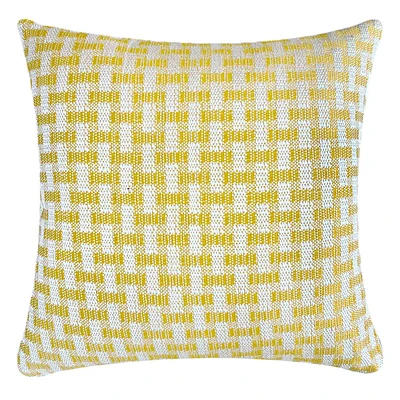 Yellow Cross Weave Woven Throw Pillow, 18"