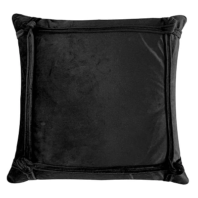 Providence Black Velvet Frame Corner Knot Throw Pillow, 18"