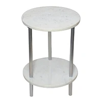 Iris White Marble Accent Table