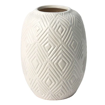 Eileen White Ceramic Vase, 8"