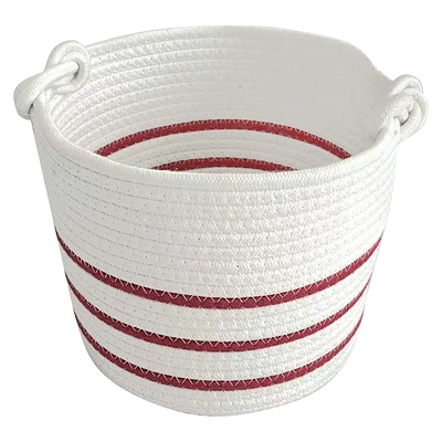 Providence Red Striped Cotton Rope Storage Basket, Large