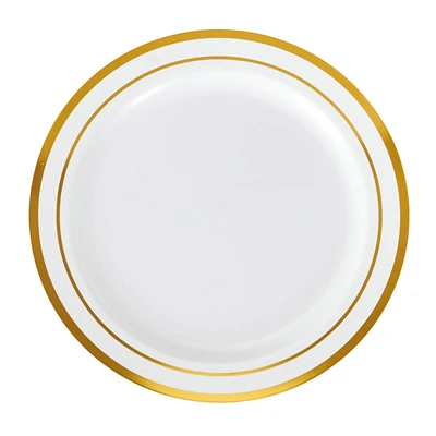 Set of 10 Gold Rim Dinner Plates