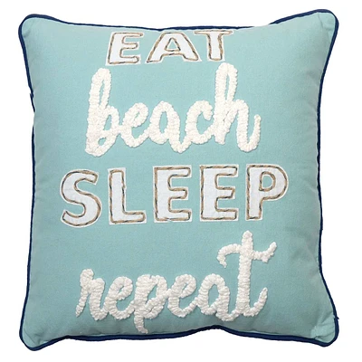 Eat Sleep Beach Repeat Throw Pillow, 18"