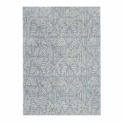 A470) Mercer Grey Diamond Design Area Rug