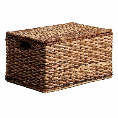 Bacburi Woven Abaca Storage Basket with Lid