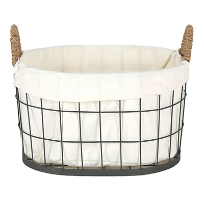 Lined Oval Wire Storage Basket