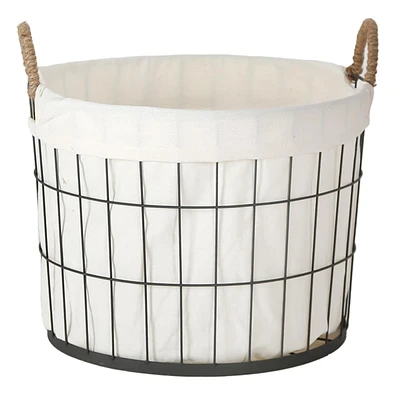 Lined Round Wire Storage Basket