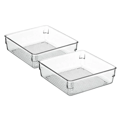 2-Piece Clear Drawer Organizer Set