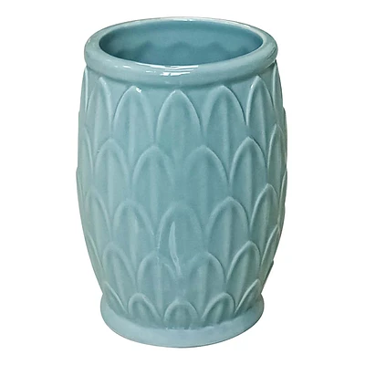 Blue Fan Ceramic Bath Tumbler, 4"