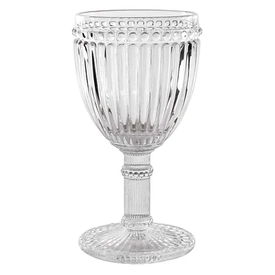 Providence Clear Beaded Glass Goblet, 10.5oz