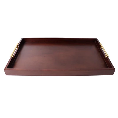 Wooden Decorative Tray with Metal Handle, 24x14