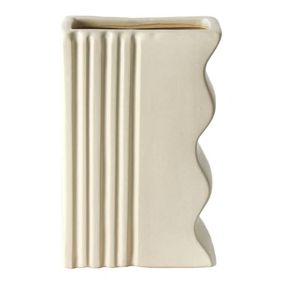 White Ceramic Vase, 6"