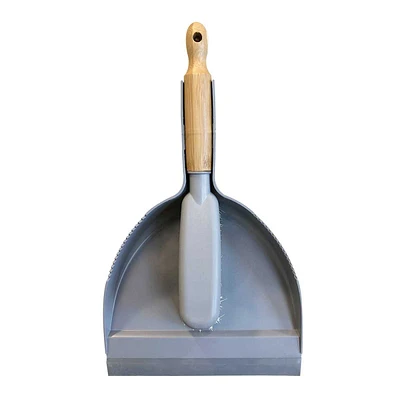 Grey Bamboo Wood Premium Dustpan & Brush Set