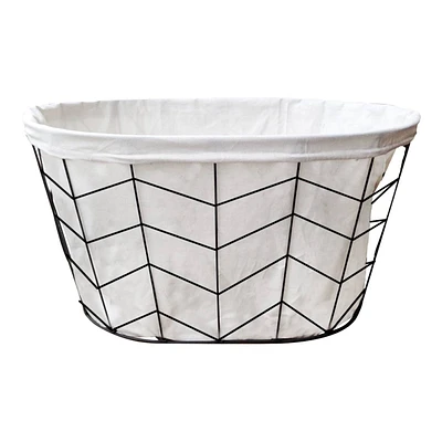 Herringbone Pattern Wire Laundry Basket