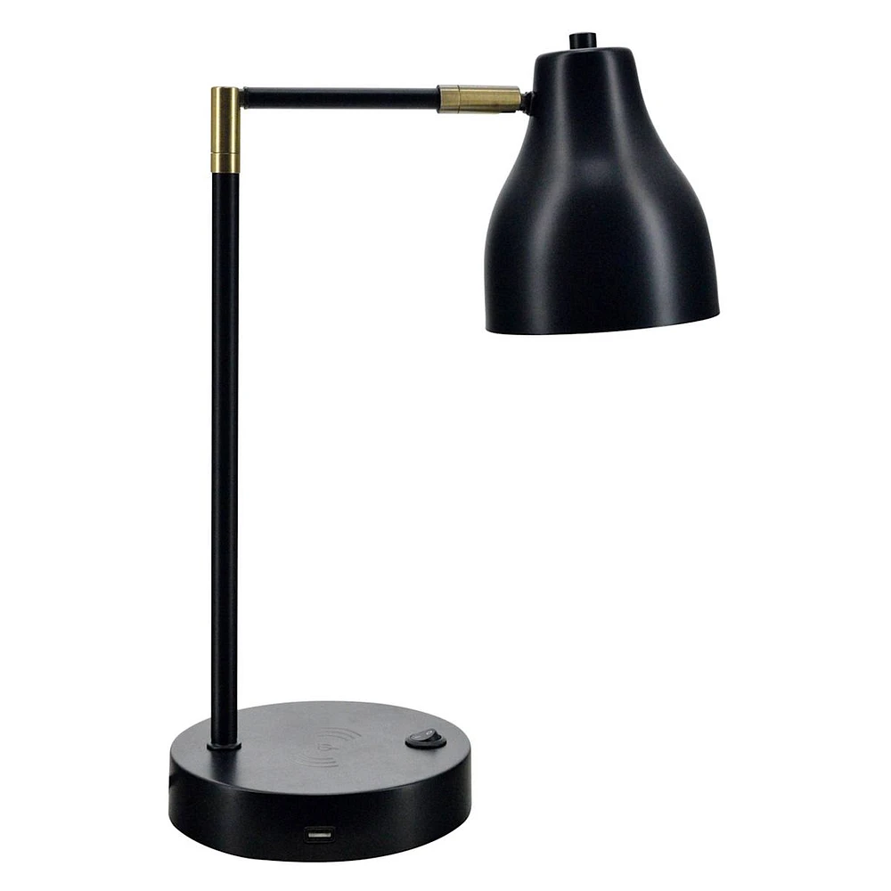 Black Tech Desk Lamp with Wireless Charging Base, 20"