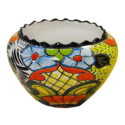 Scalloped-Edge Talavera Outdoor Planter, Small