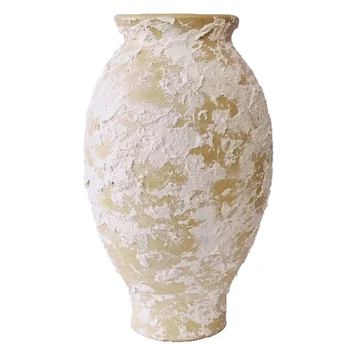 Ivory Clay Vase, 12"