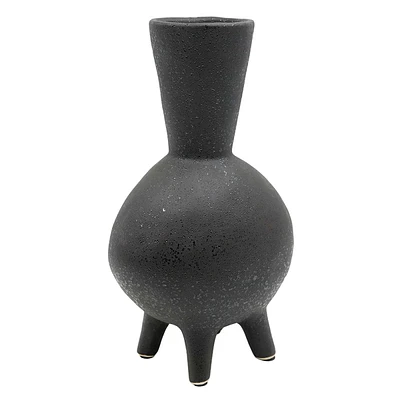 Black Contemporary Ceramic Vase, 10"